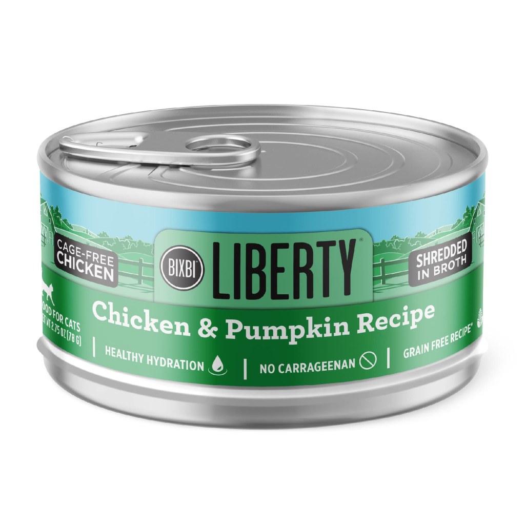 Picture of: BIXBI Liberty Canned Wet Cat Food – Grain Free, Chicken and Pumpkin Recipe  in Broth,