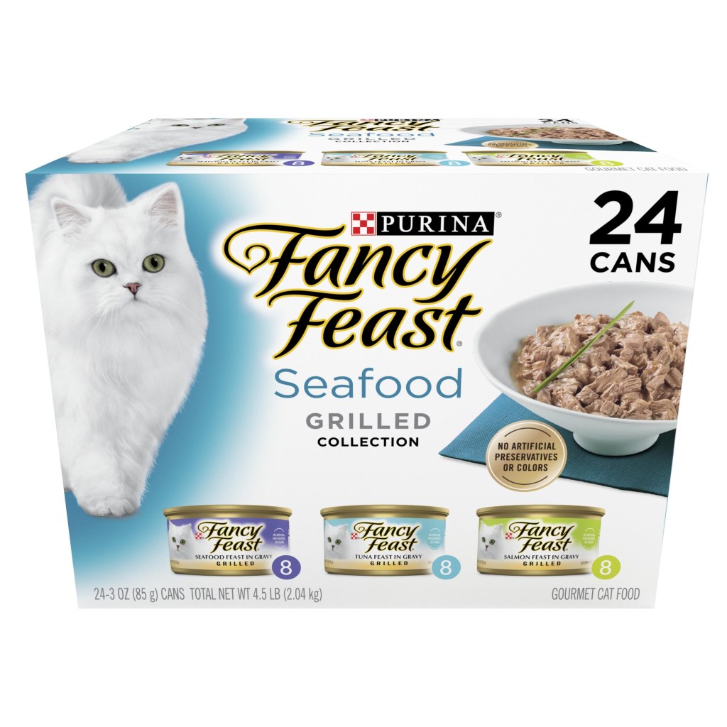 Picture of: Fancy Feast Purina Gourmet Cat Food, Grilled Seafood ( oz Can) – Pack of
