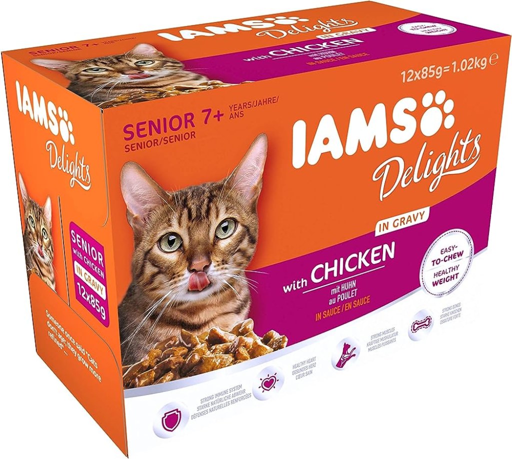 Picture of: IAMS Delights Senior Wet Cat Food – Multipack with Chicken in Sauce,  High-Quality Wet Food for Older Cats from  Years,  x  g