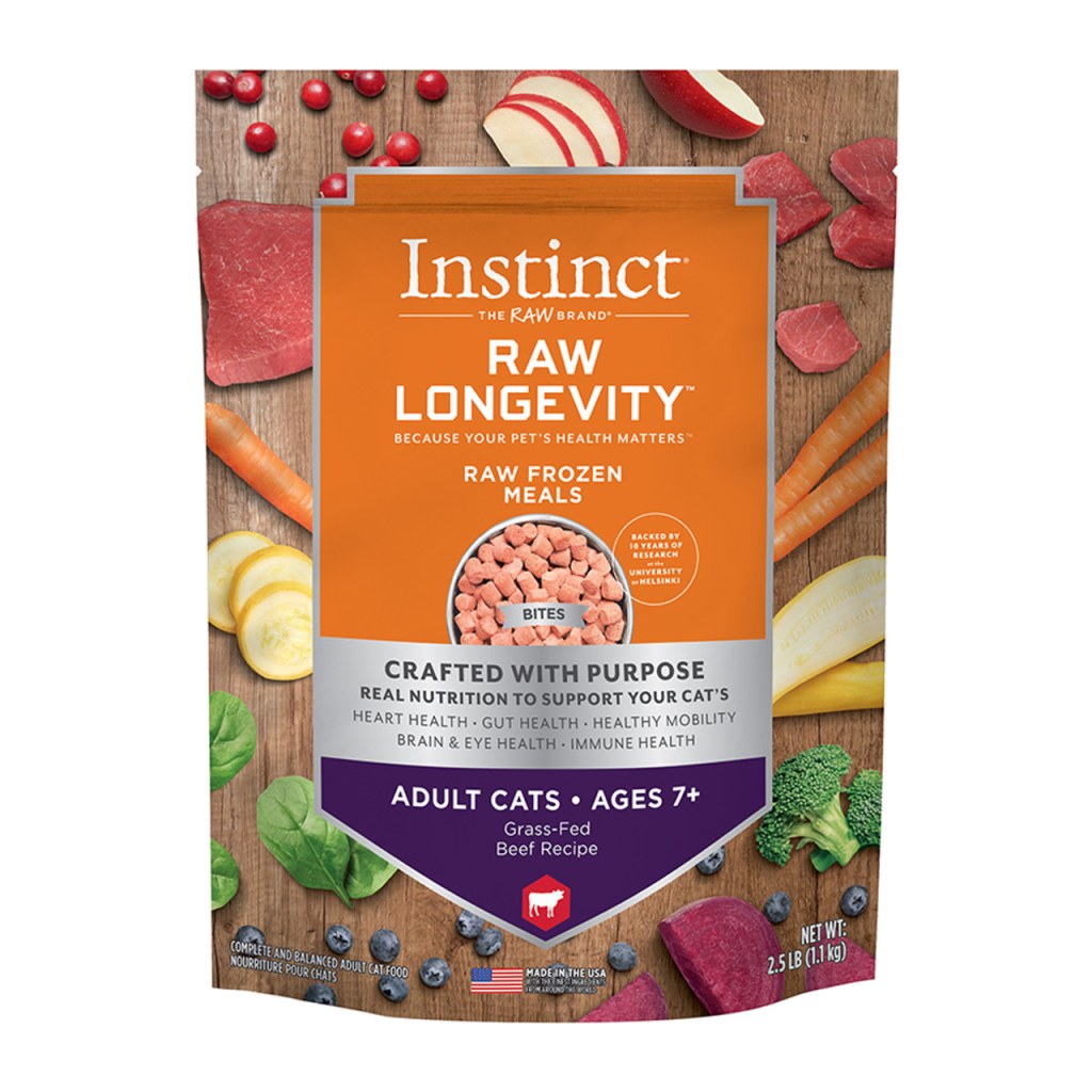 Picture of: Instinct Raw Longevity Frozen Bites Grass-Fed Beef Senior Recipe Cat Food