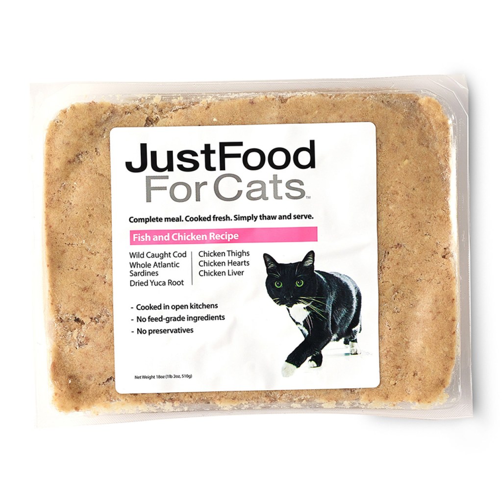 Picture of: JustFoodForCats Fish & Chicken Recipe Frozen Cooked Cat Food