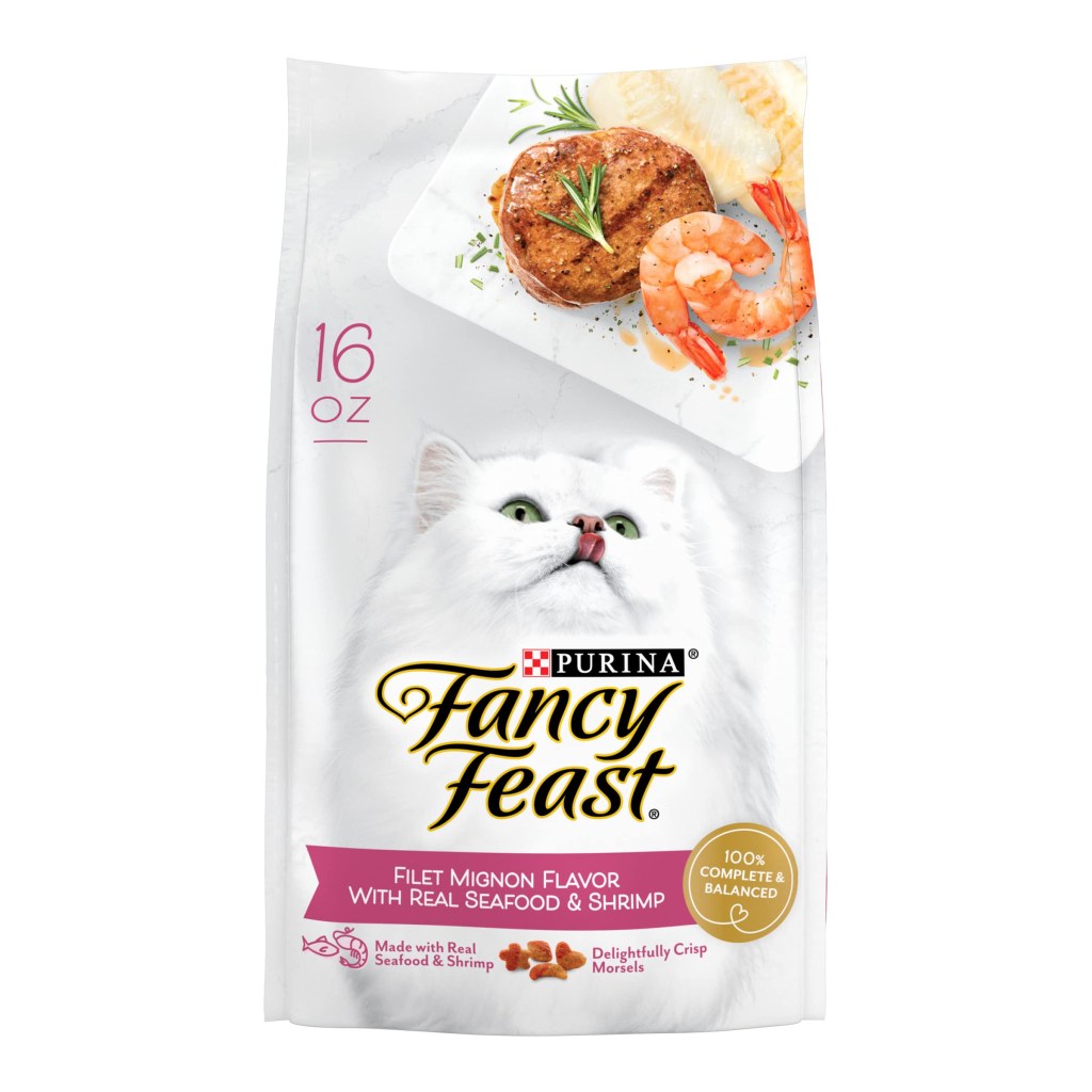 Picture of: Purina Fancy Feast Dry Cat Food, Filet Mignon Flavor With Real Seafood &  Shrimp – ()  oz