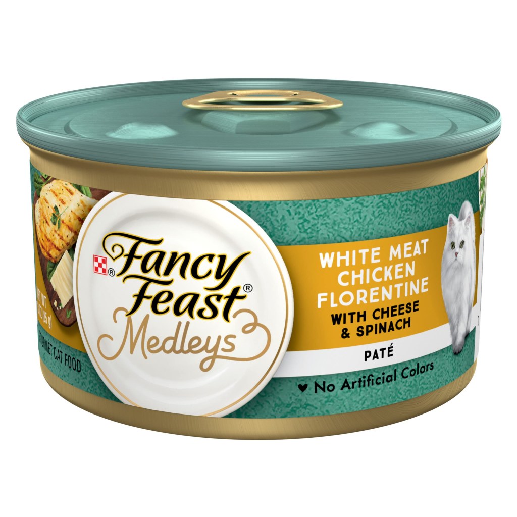 Picture of: Purina Fancy Feast Pate Wet Cat Food, Medleys White Meat Chicken Florentine  With Cheese & Garden Greens – ()  oz