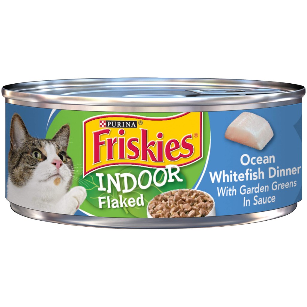 Picture of: Purina Friskies Indoor Wet Cat Food, Indoor Flaked Ocean Whitefish Dinner  in Sauce – () . oz