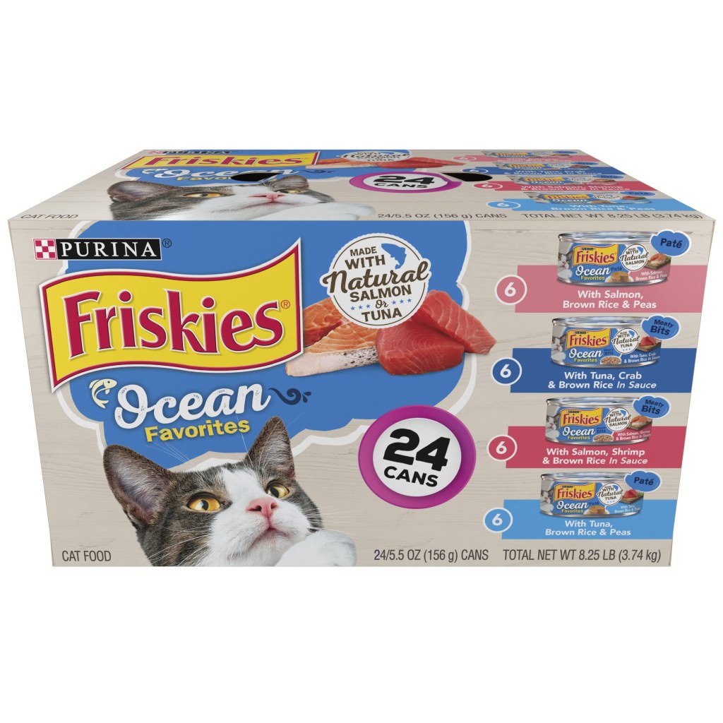 Picture of: Purina Friskies Ocean Favorites Wet Cat Food Pate and Meaty Bits Variety  Pack With Salmon and Tuna – () . oz