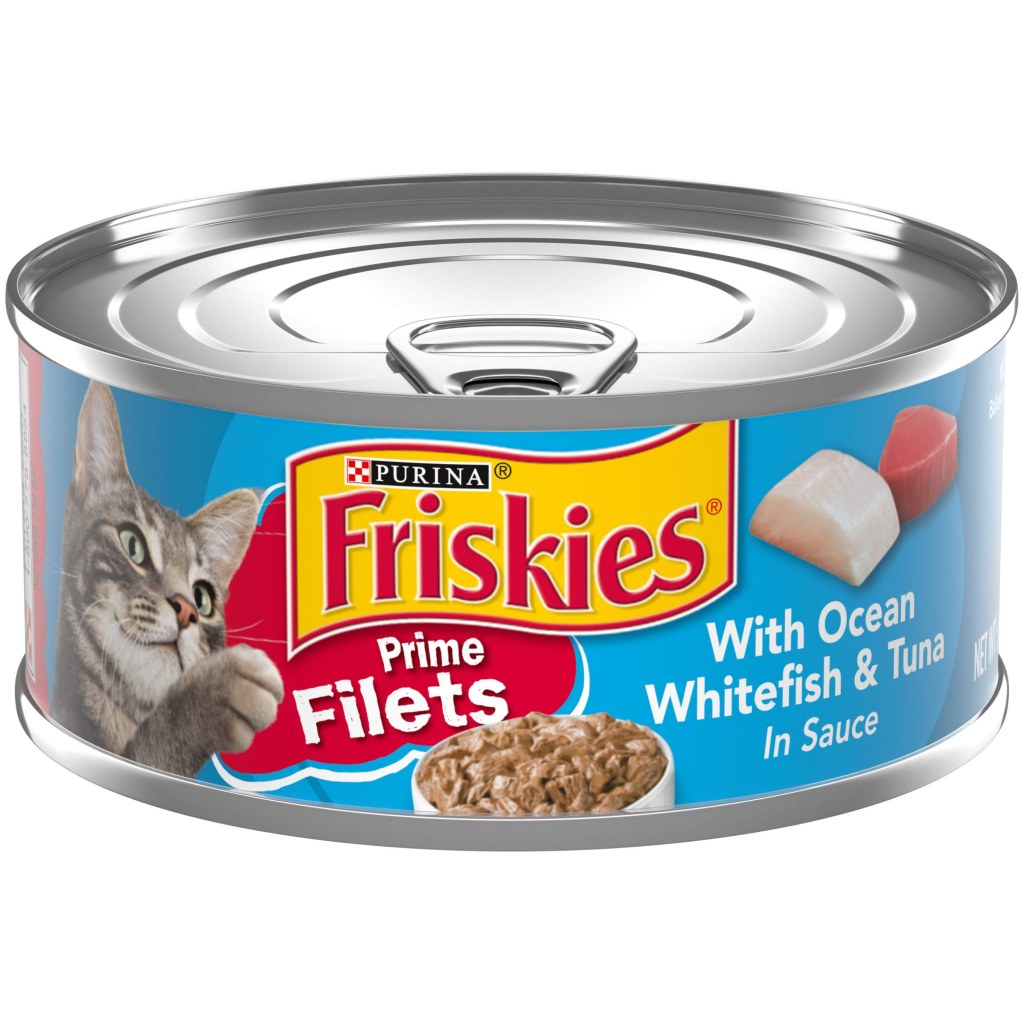 Picture of: Purina Friskies Wet Cat Food, Prime Filets With Ocean Whitefish & Tuna in  Sauce – () . oz