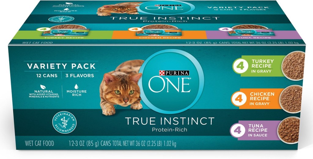 Picture of: Purina ONE True Instinct Turkey, Chicken & Tuna Variety Pack Canned Cat Food