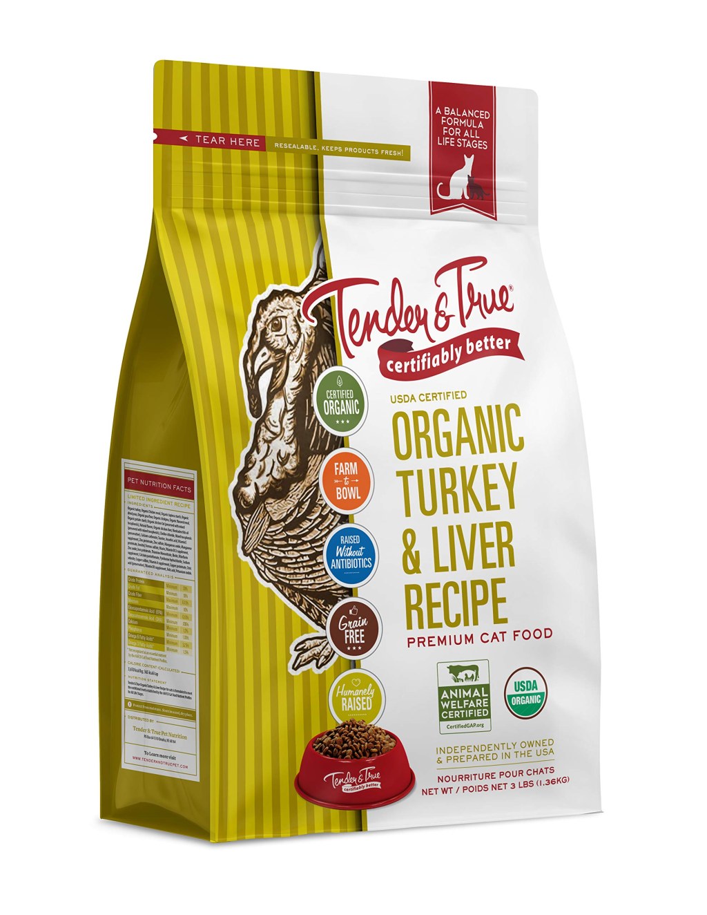 Picture of: Tender & True Organic Turkey & Liver Recipe Cat Food,  lb