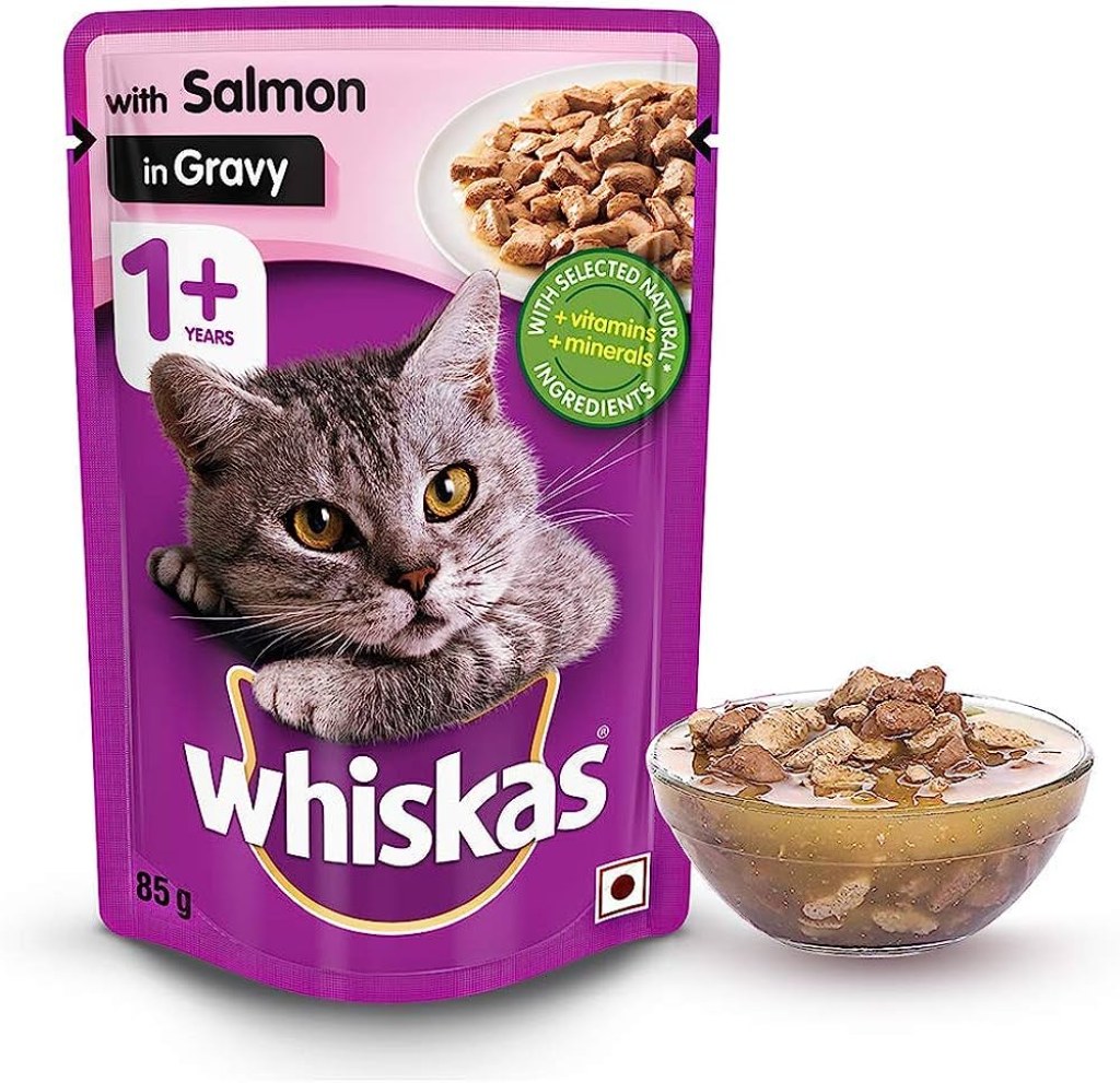 Picture of: Whiskas Adult Wet Cat Food (+ Years), Salmon in Gravy Flavour, 2 Pouches  (2 x g)